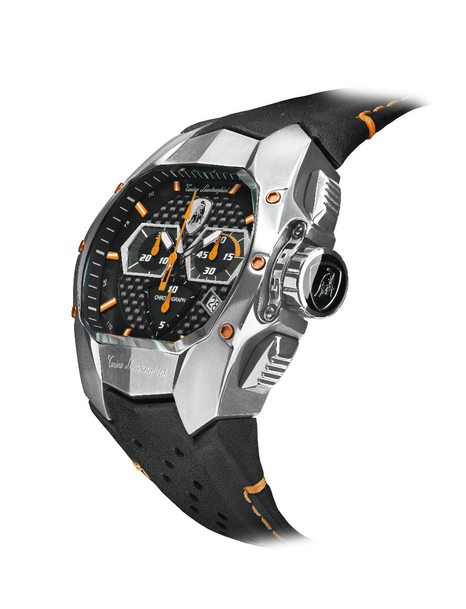 Tonino Lamborghini GT1 Men's Watch with Black Leather Strap T9GB-SS