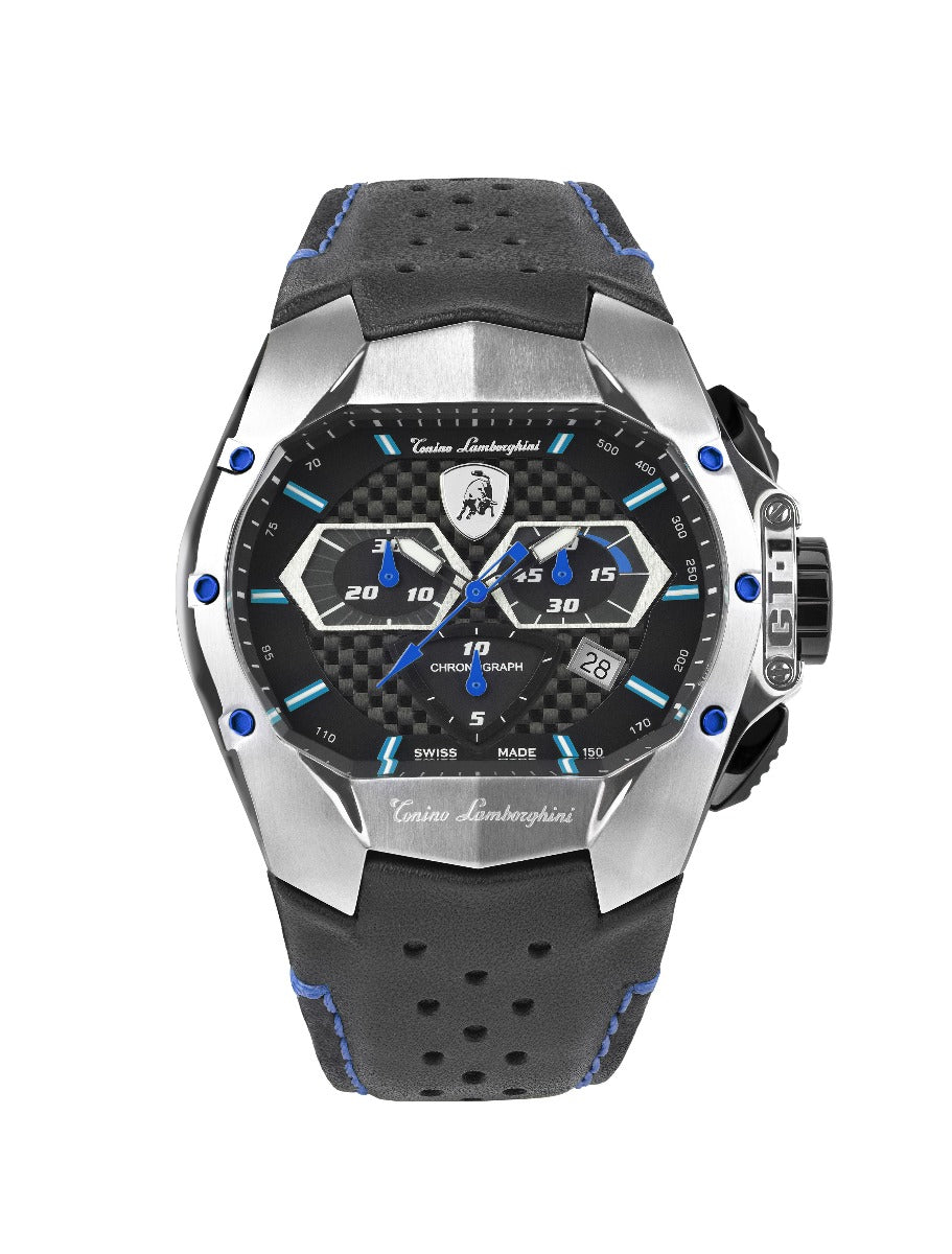 Tonino Lamborghini GT1 Men's Watch with Black Leather Strap T9GC-SS