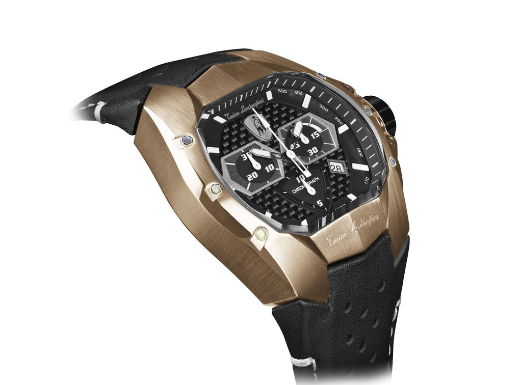 Tonino Lamborghini GT1 Men's Watch with Black Leather Strap T9GD-RG