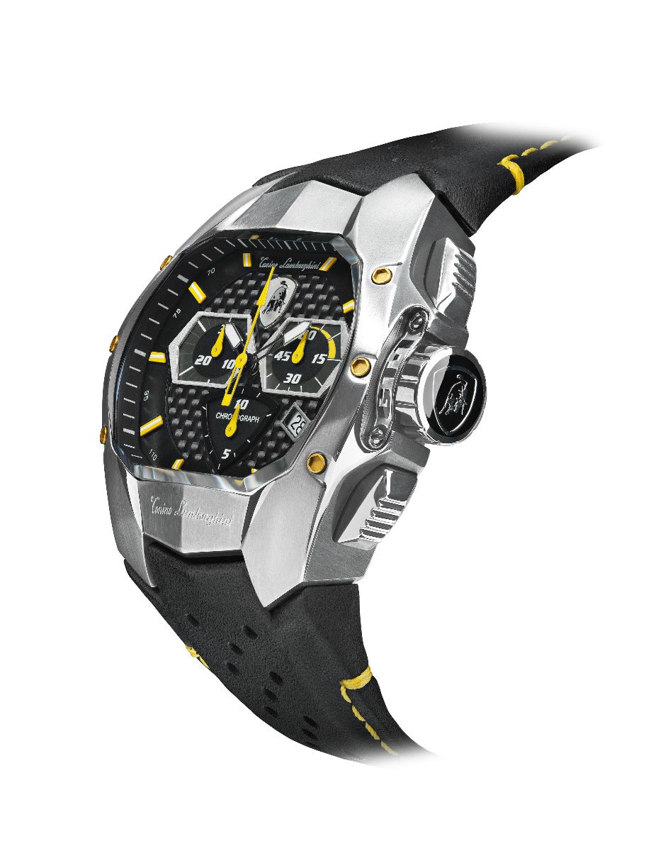 Tonino Lamborghini GT1 Men's Watch with Black Leather Strap T9GE-SS