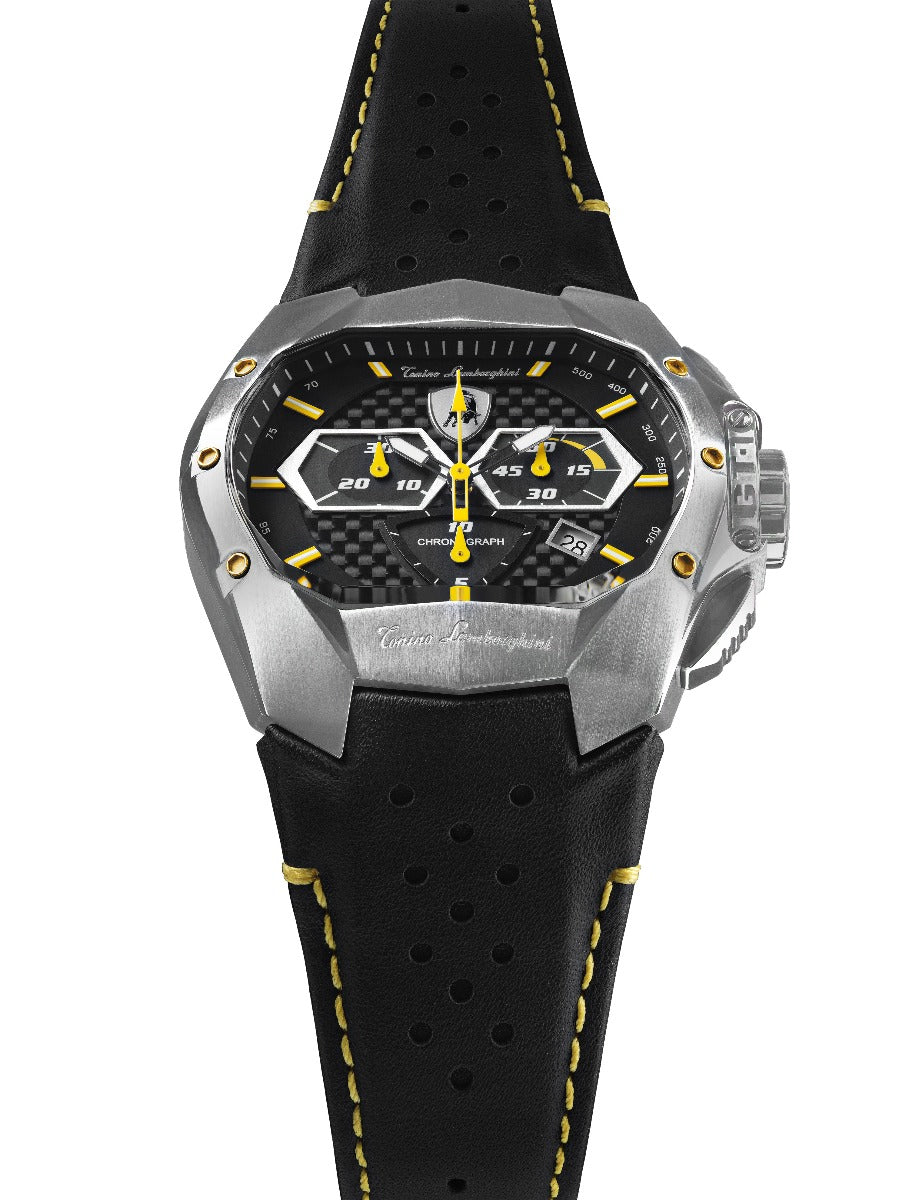 Tonino Lamborghini GT1 Men's Watch with Black Leather Strap T9GE-SS