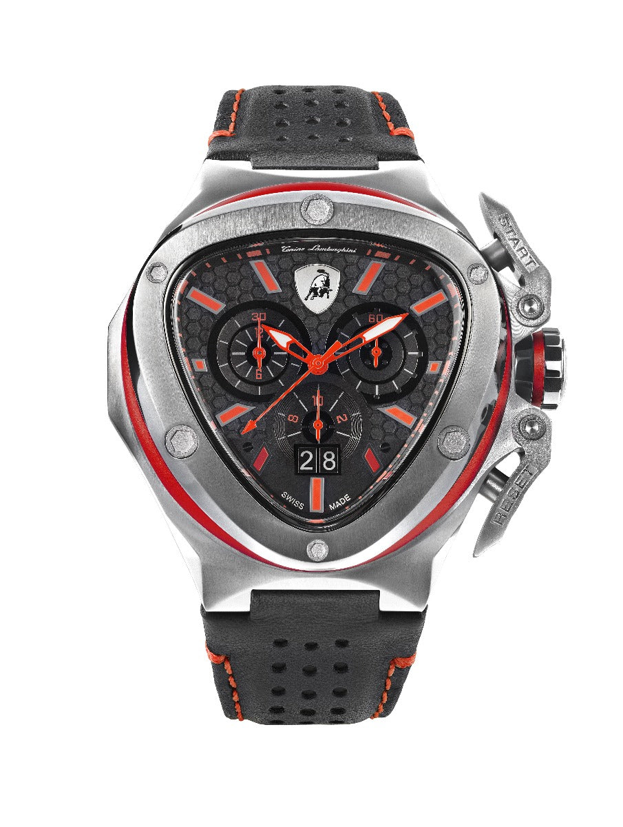 Olwg Dynion Tonino Lamborghini Spyder X gyda Strap Lledr Du T9XA-SS