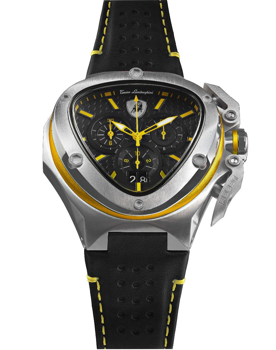 Tonino Lamborghini Spyder X Men's Watch with Black Leather Strap T9XE-SS