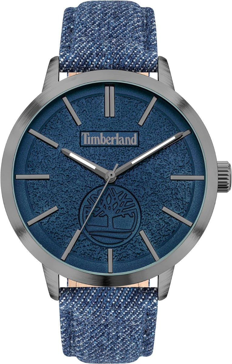 Gwyliad Dynion Timberland Greycourt gyda Deial Glas a Strap Brethyn Glas TDWGA2090703