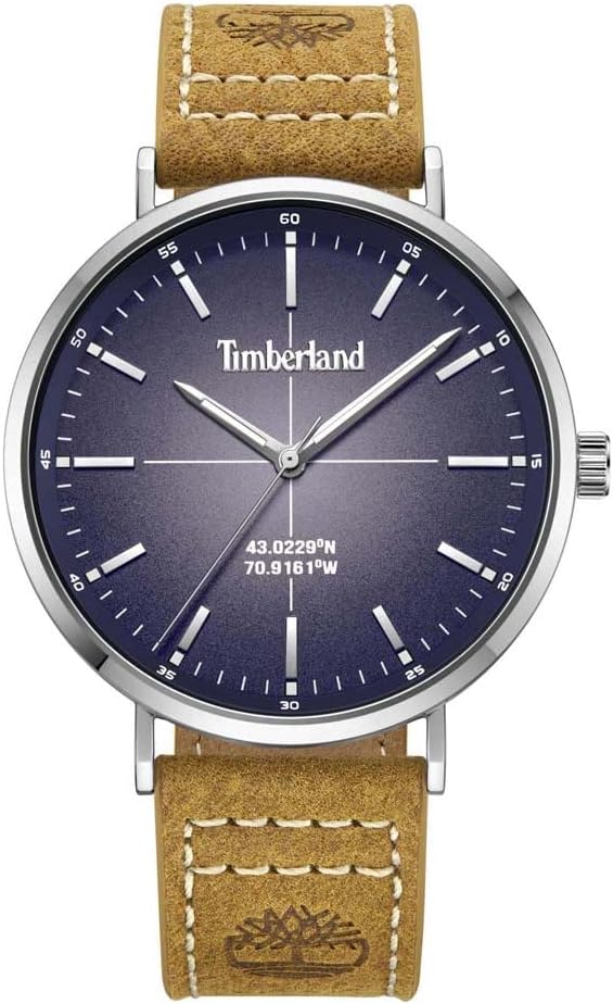 Cloc Męn Timberland gyda Deial Glas a Strap Lledr Llwydfelyn TDWGA2231102