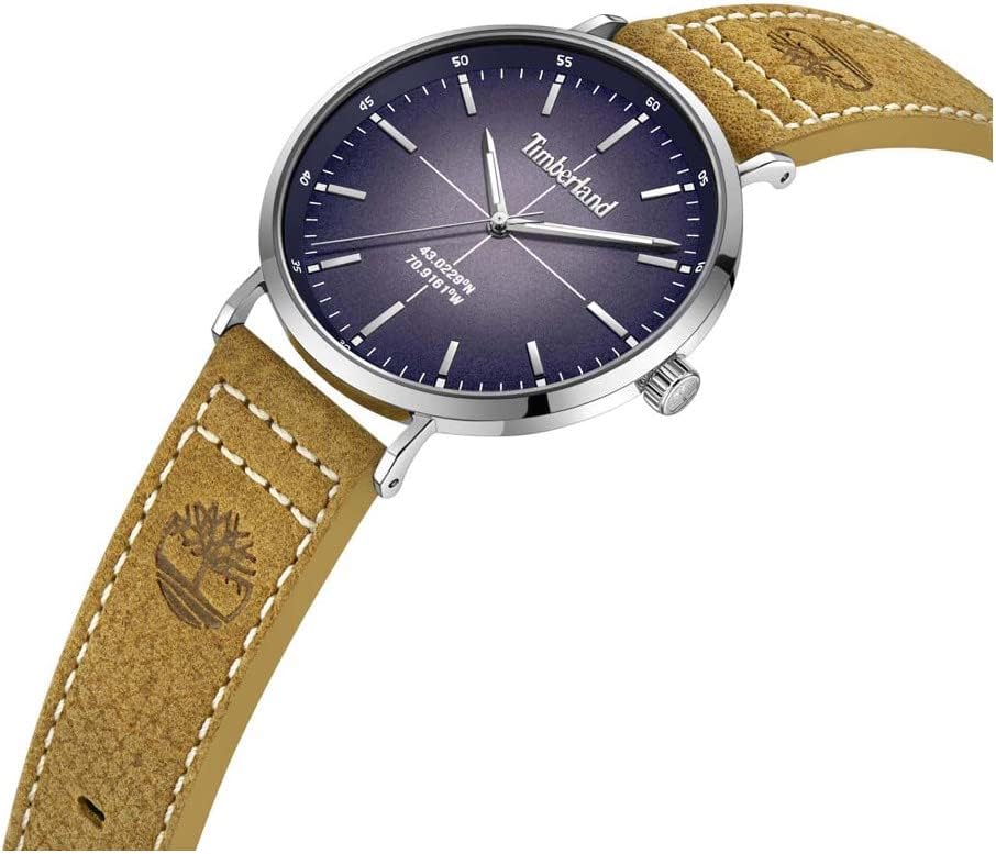 Timberland Mens Watch with Blue Dial and Tan Leather Strap TDWGA2231102