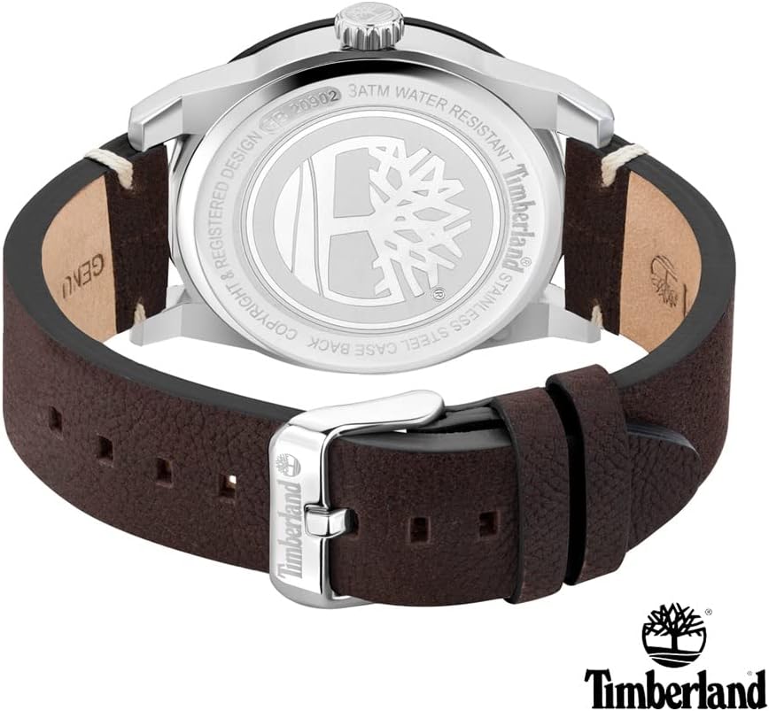 Timberland Mens Watch with Silver Dial and Brown Leather Strap TDWGB2090202