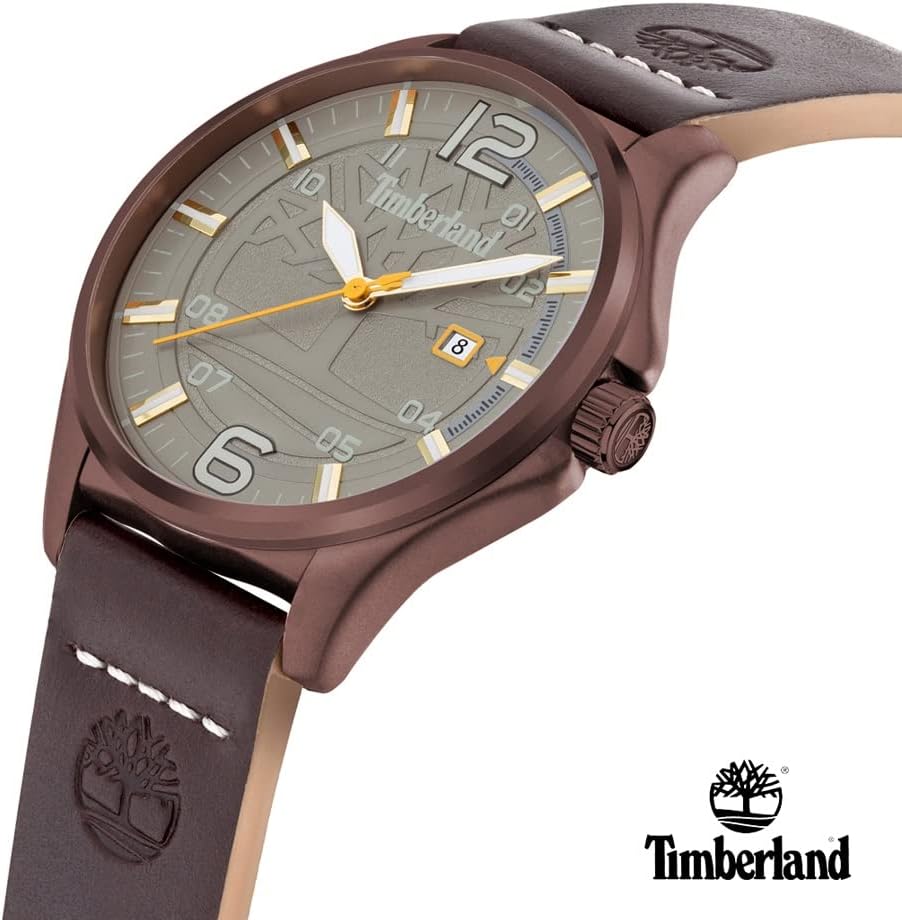 Timberland Brainard Mens Watch with Grey Dial and Brown Leather Strap TDWGB2091902