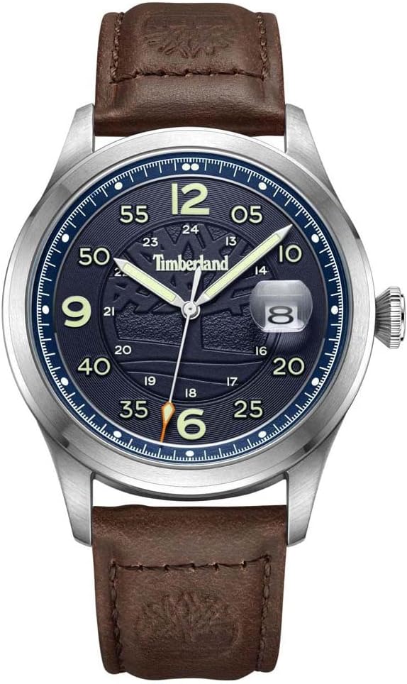 Gwylio Dynion Timberland Cornwall gyda Strap Lledr Brown TDWGB2237502