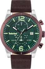 Timberland Sandisfield Mens Watch with Green Dial and Brown Leather Strap TDWGF2090101