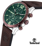 Timberland Sandisfield Mens Watch with Green Dial and Brown Leather Strap TDWGF2090101