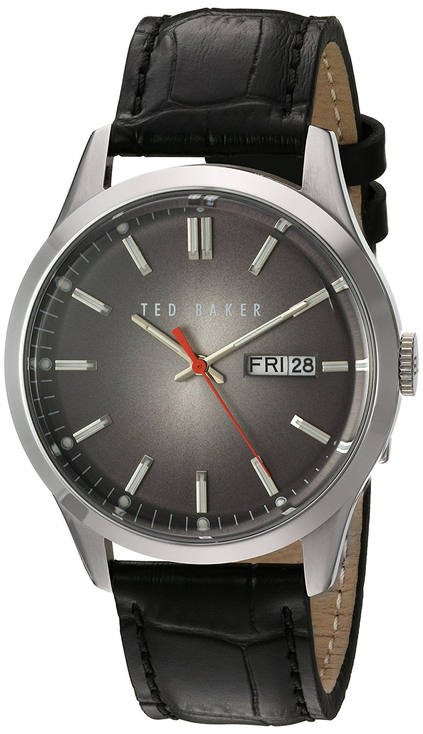 Ted Baker Unisex Black Leather Strap Black Dial TE10023466