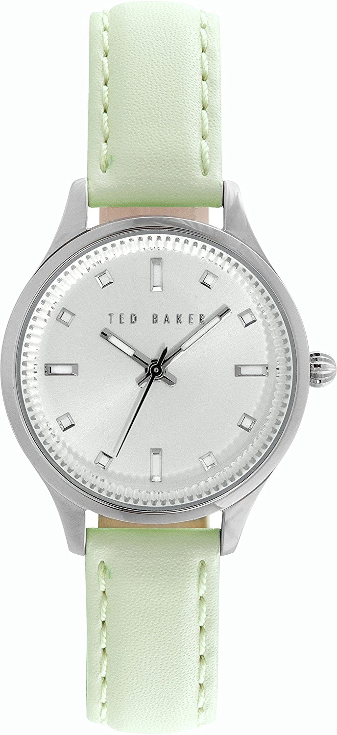 Ted Baker Womens Lime Green Leather Strap Silver Dial TE10025268