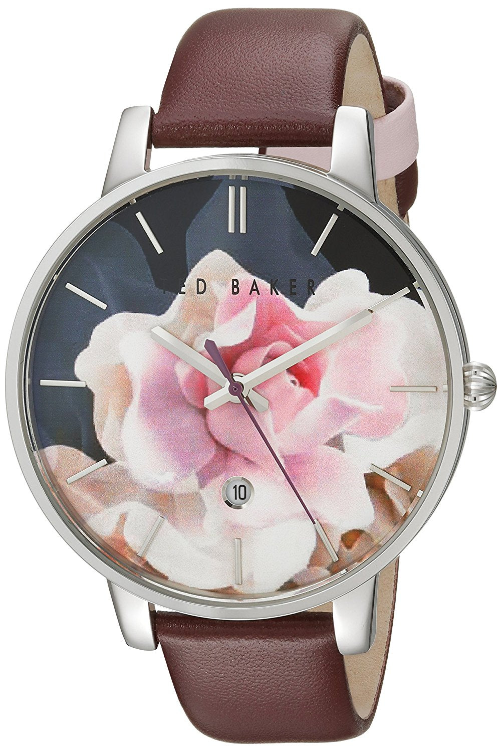 Ted Baker Ladies 'Classic' Quartz Burgandy Leather Strap Watch TE10030692