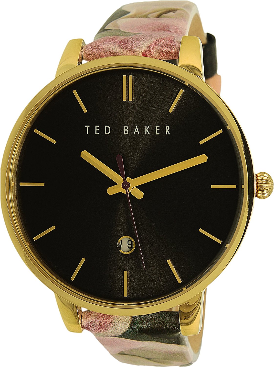 Ladies Ted Baker Rose Print Patent Leather Strap Watch TE10030696