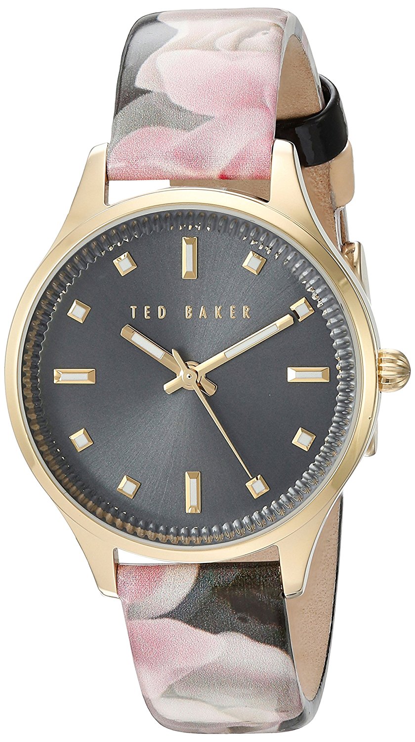 Ladies Ted Baker Rose Print Patent Leather Strap Watch TE10030742