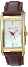 Ted Baker Ladies Gold Plated Burgundy Strap Watch TE10030753