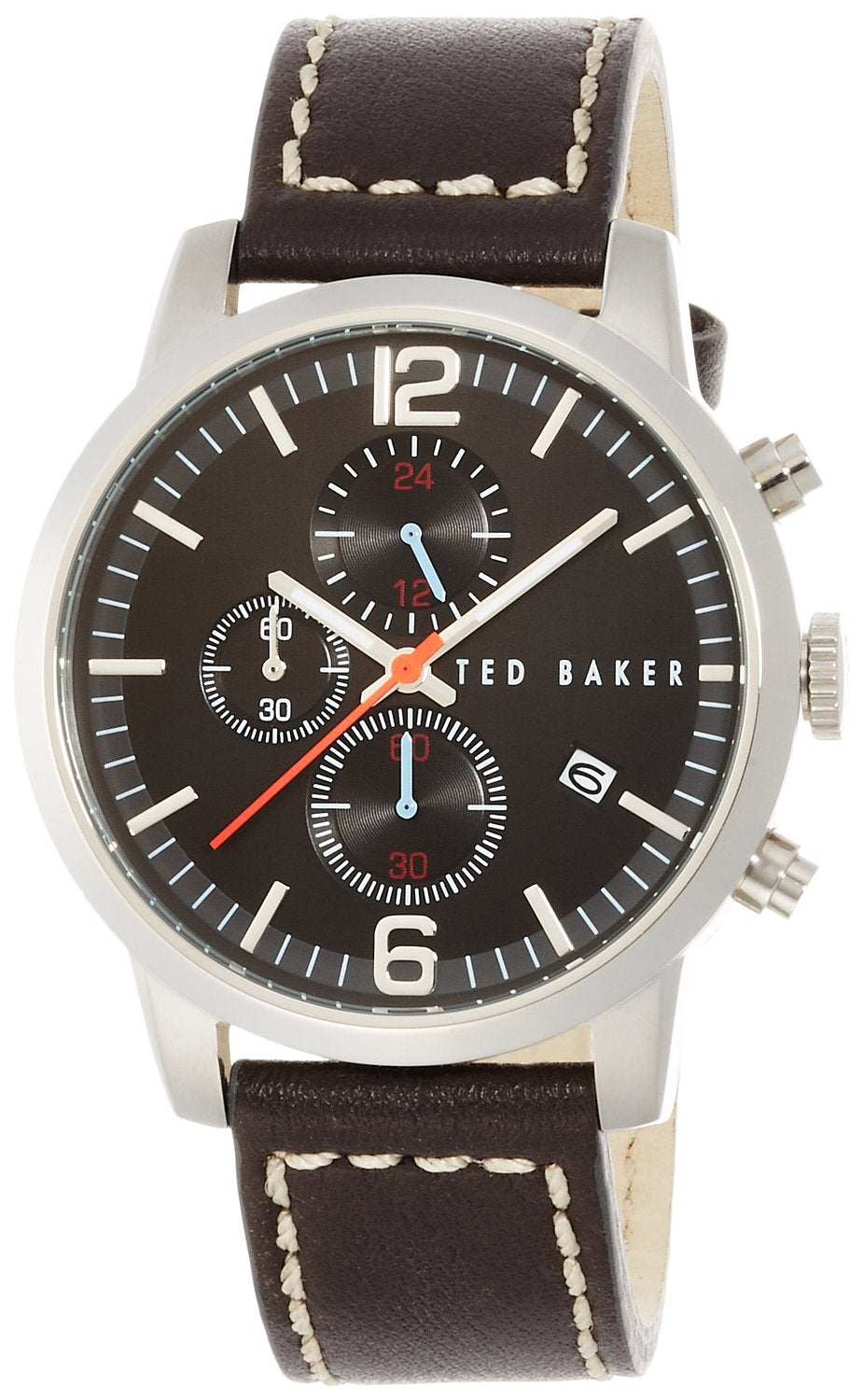 Ted Baker Mens Brown Leather Strap Black Dial TE1132