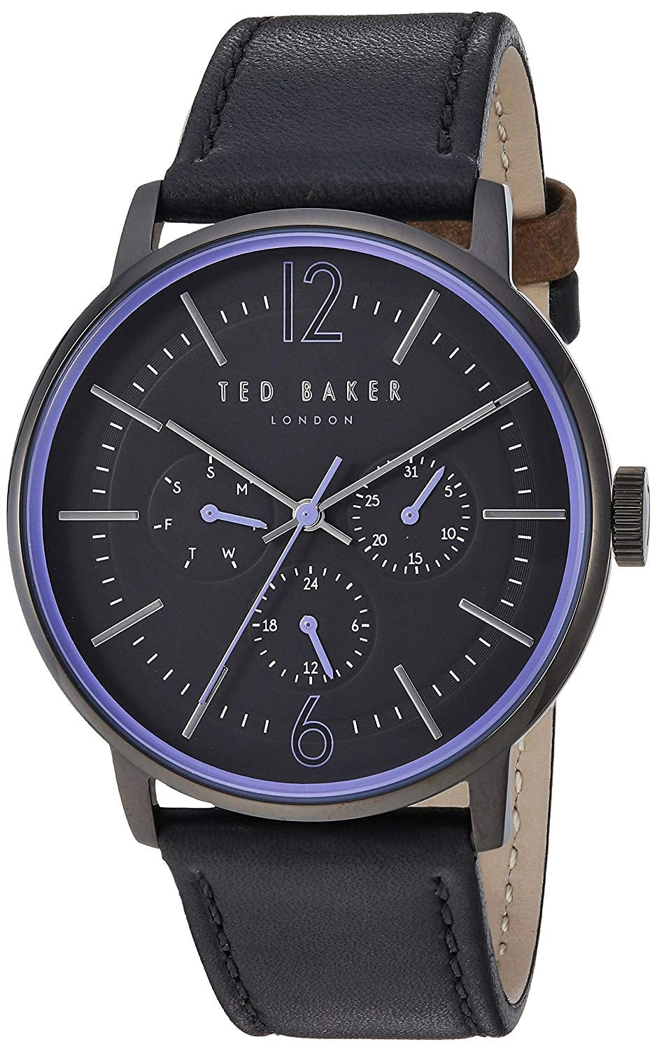 Ted Baker Mens Black Leather Strap Watch TE15066007