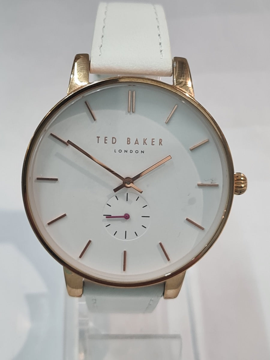 Gwylio i Fenywod Ted Baker gyda Deial Gwyn a Strap Gwyn TE50310003 **Wedi'i Adnewyddu**