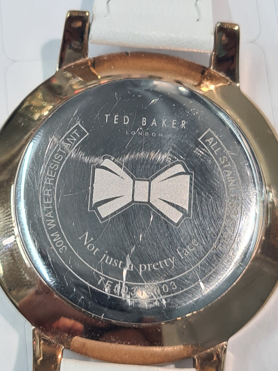 Gwylio i Fenywod Ted Baker gyda Deial Gwyn a Strap Gwyn TE50310003 **Wedi'i Adnewyddu**