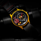 The Electricianz Nylon THE AMMETER Gwylio Dynion gyda Strap Lledr Du ZZ-A1A/01