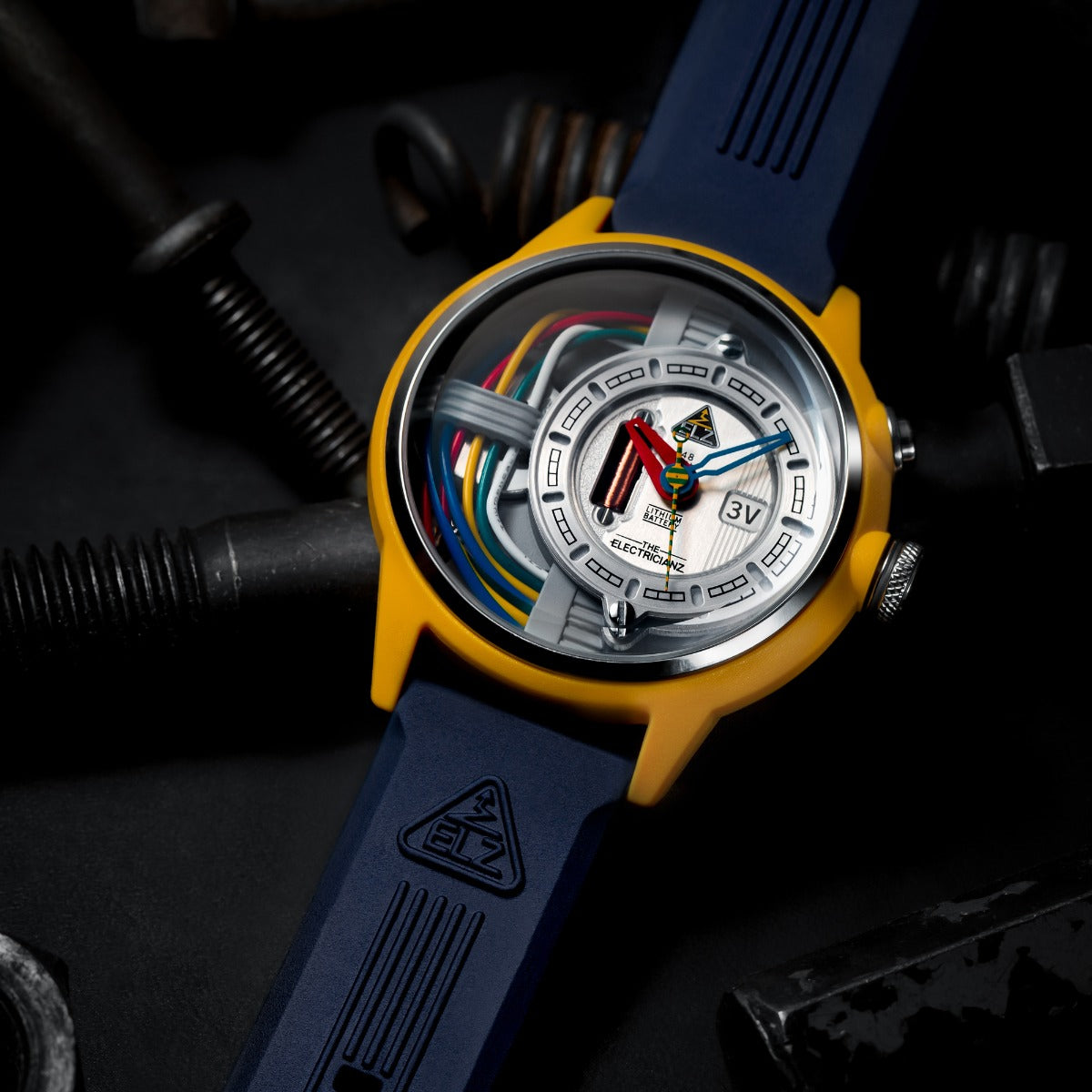The Electricianz Nylon THE CABLE Z Mens Watch with Blue Rubber Strap ZZ-A1A/02