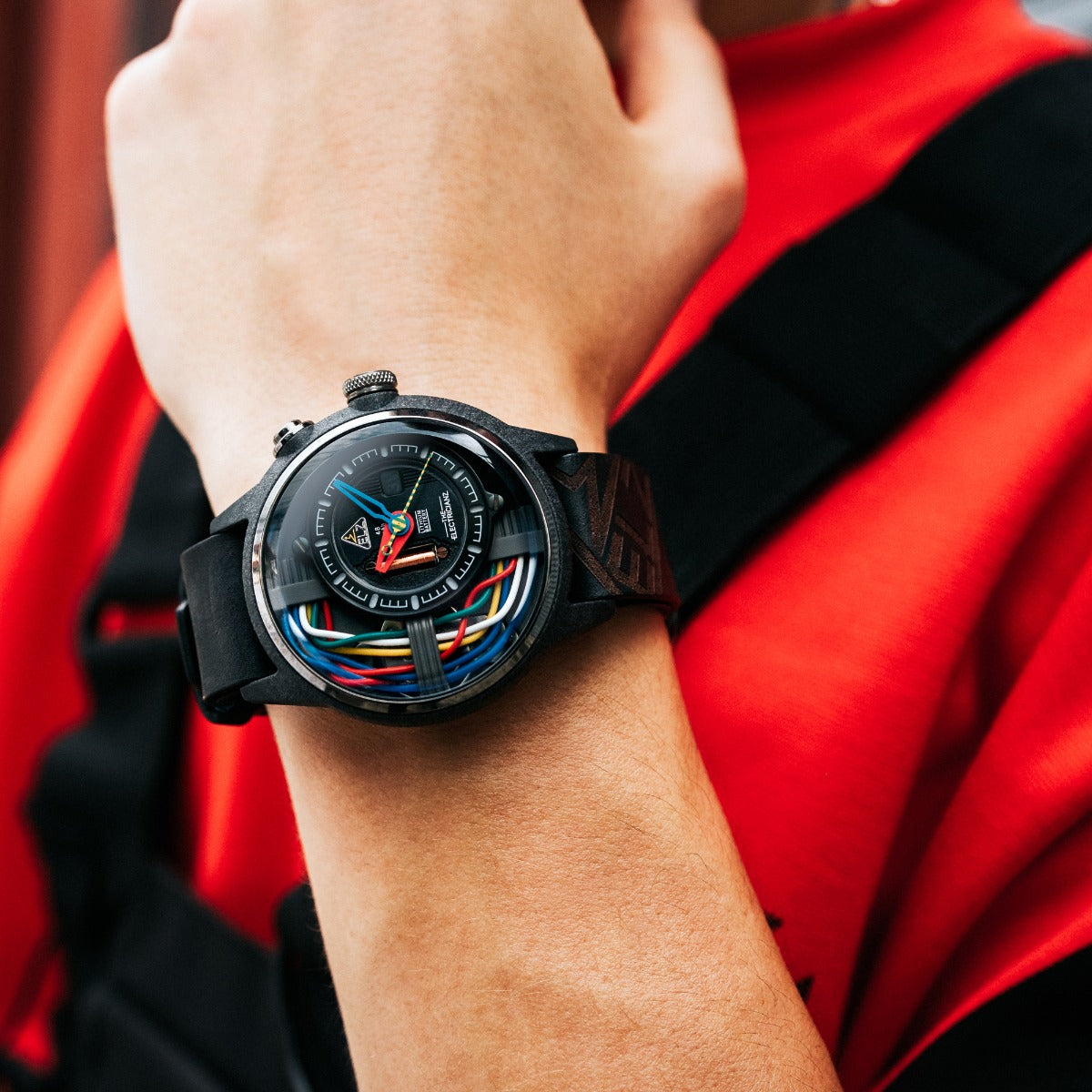 The Electricianz Nylon The Carbon Z Mens Watch with Black Leather Strap ZZ-A1A/03