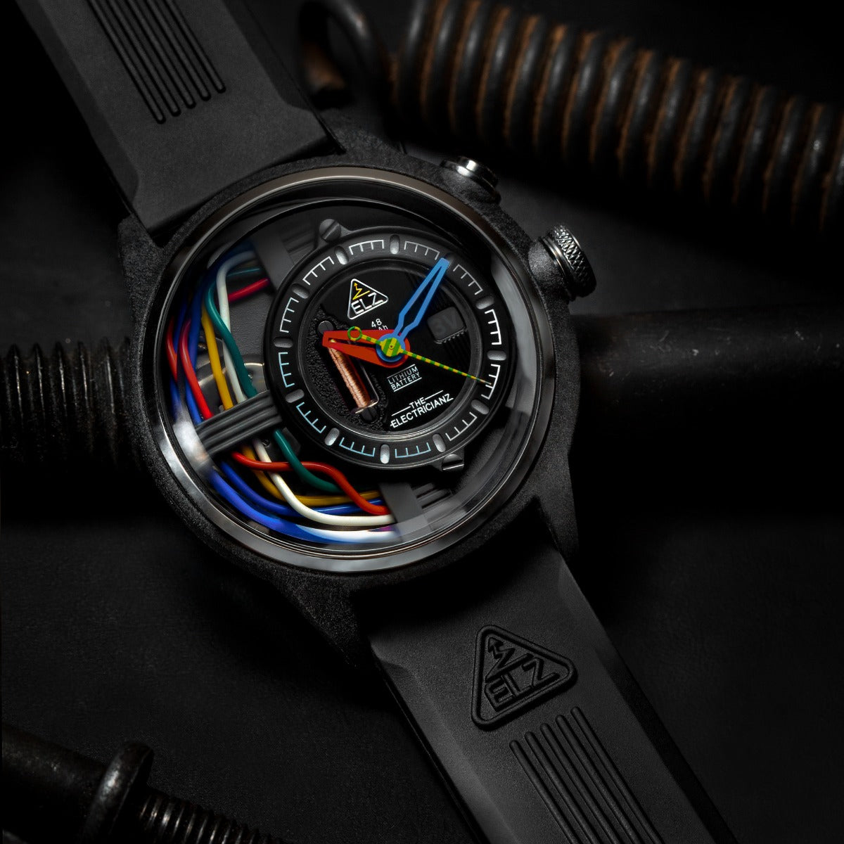The Electricianz Nylon The Carbon Z Mens Watch with Black Leather Strap ZZ-A1A/03