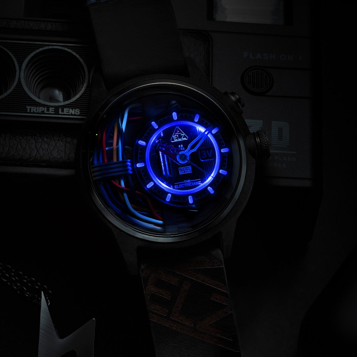 The Electricianz Nylon The Carbon Z Mens Watch with Black Leather Strap ZZ-A1A/03