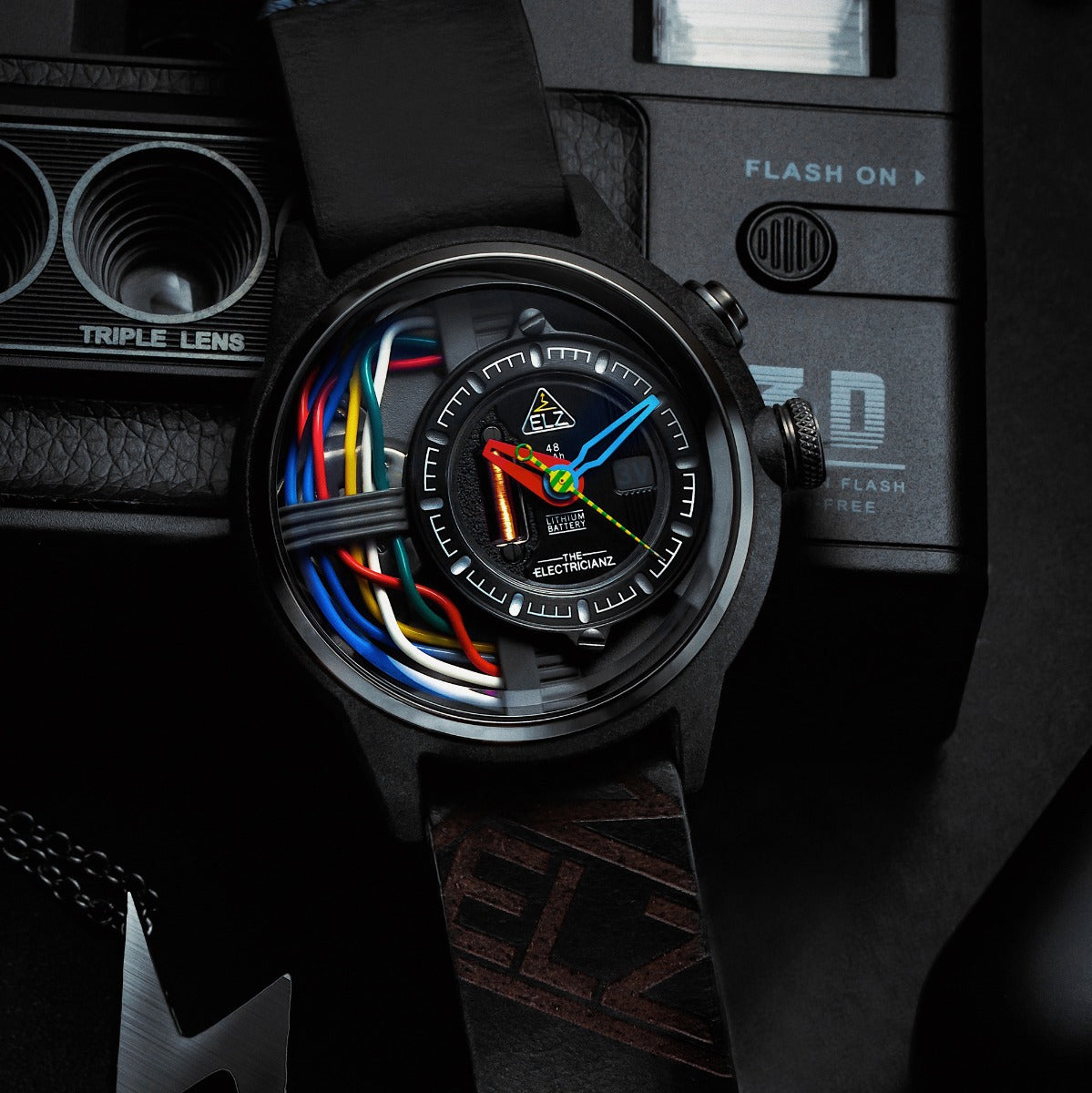 The Electricianz Nylon The Carbon Z Mens Watch with Black Leather Strap ZZ-A1A/03