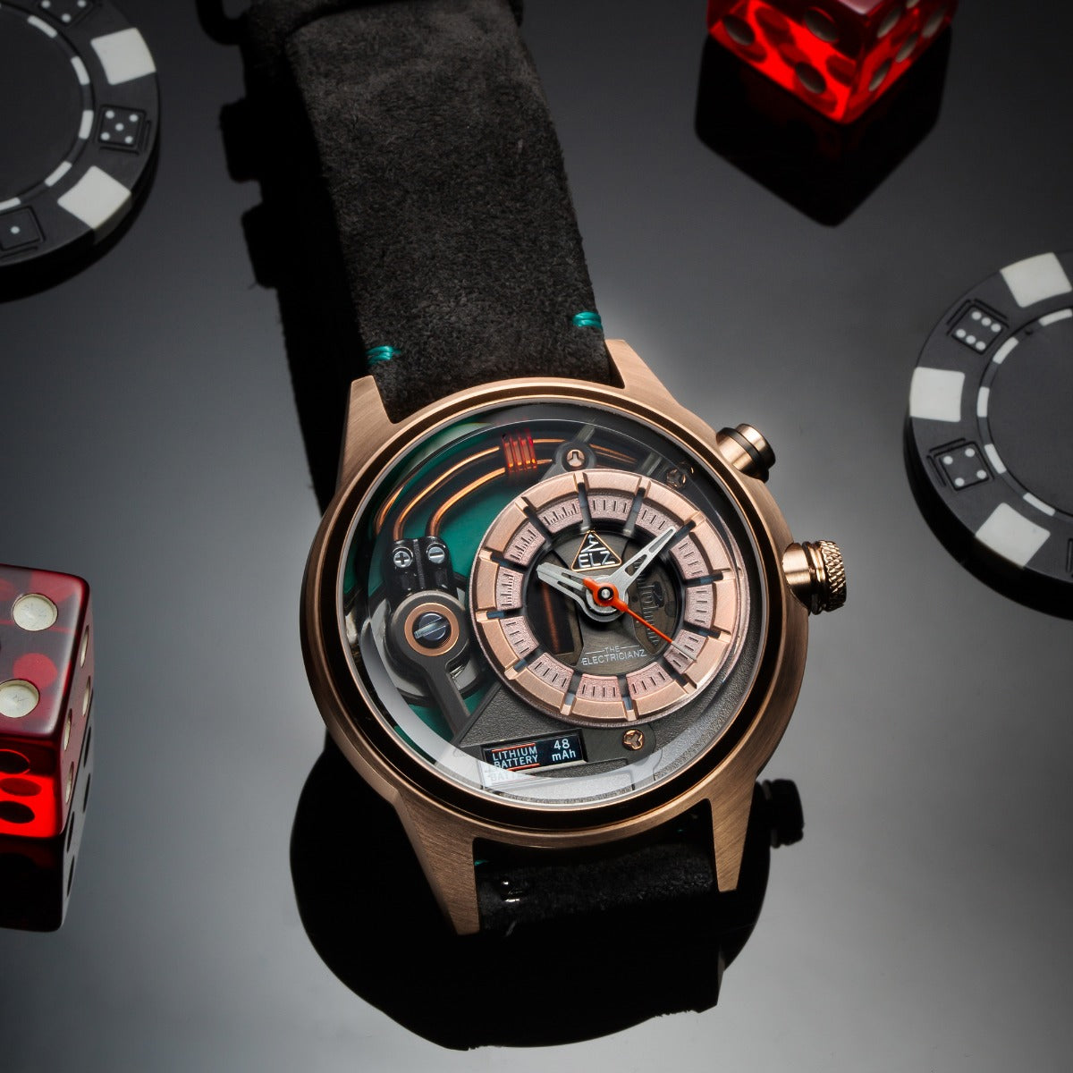 The Electricianz SteelZ The Cazino Mens Watch with Grey Leather Strap ZZ-A3C/04