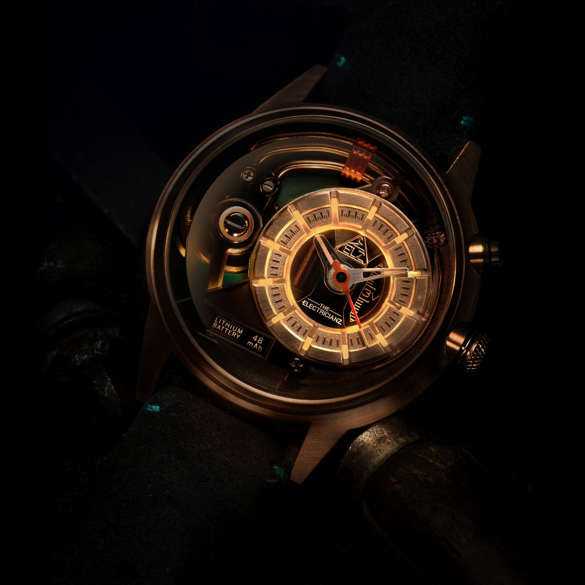 The Electricianz SteelZ The Cazino Mens Watch with Grey Leather Strap ZZ-A3C/04