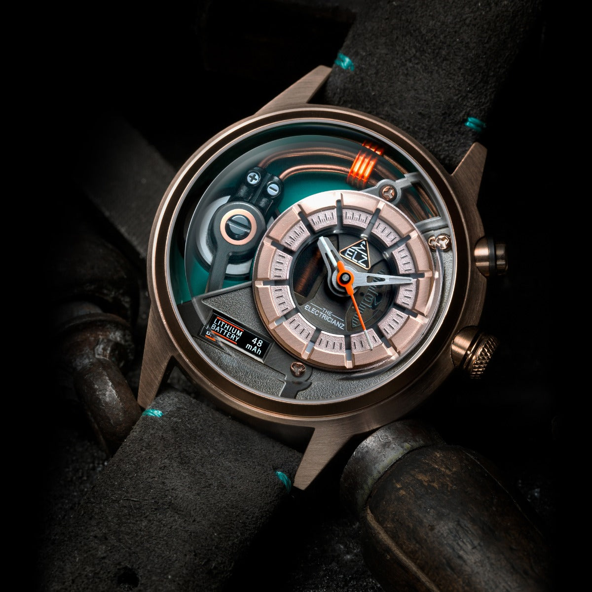 The Electricianz SteelZ The Cazino Mens Watch with Grey Leather Strap ZZ-A3C/04