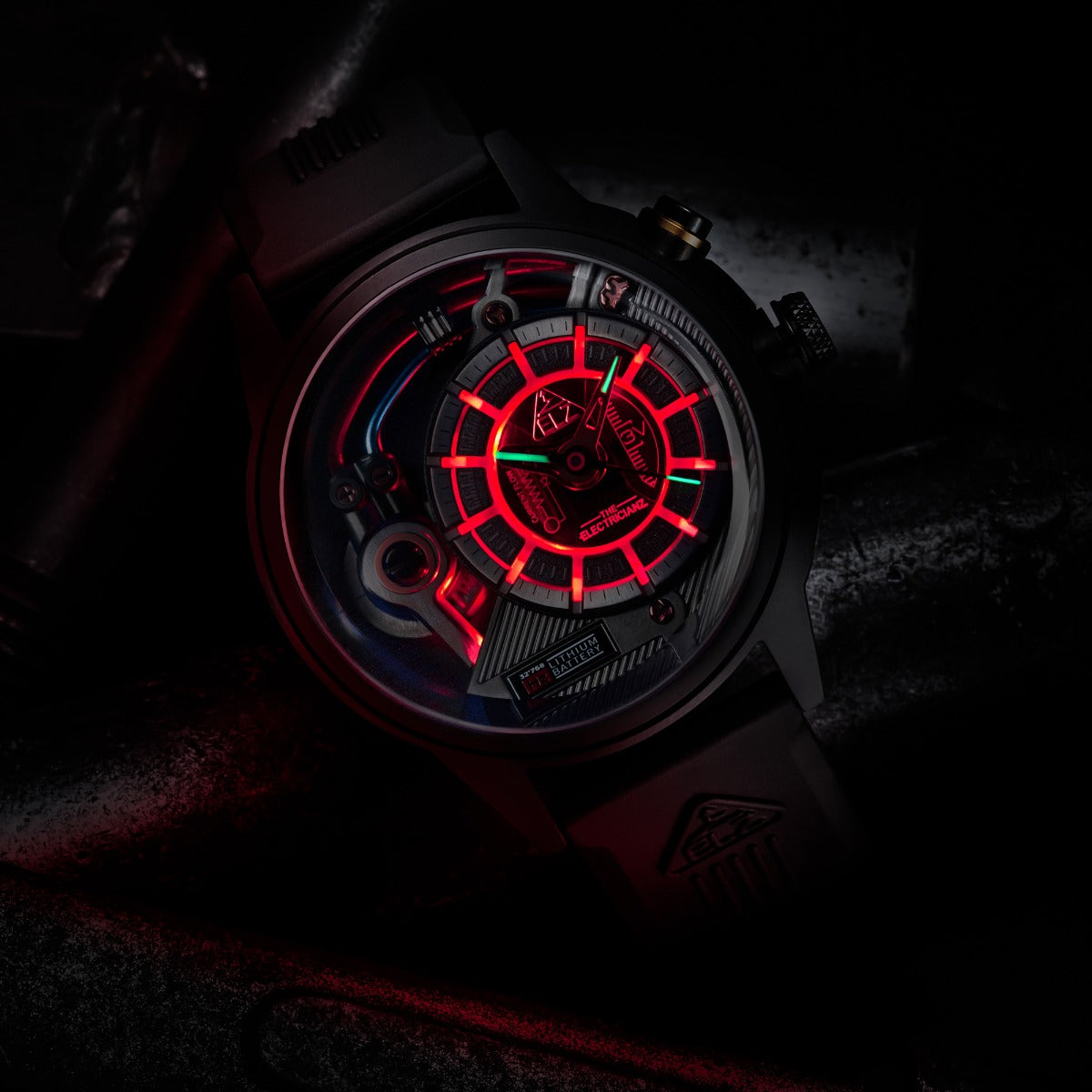 The Electricianz SteelZ DARK Z Mens Watch with Black Rubber Strap ZZ-A3C/05