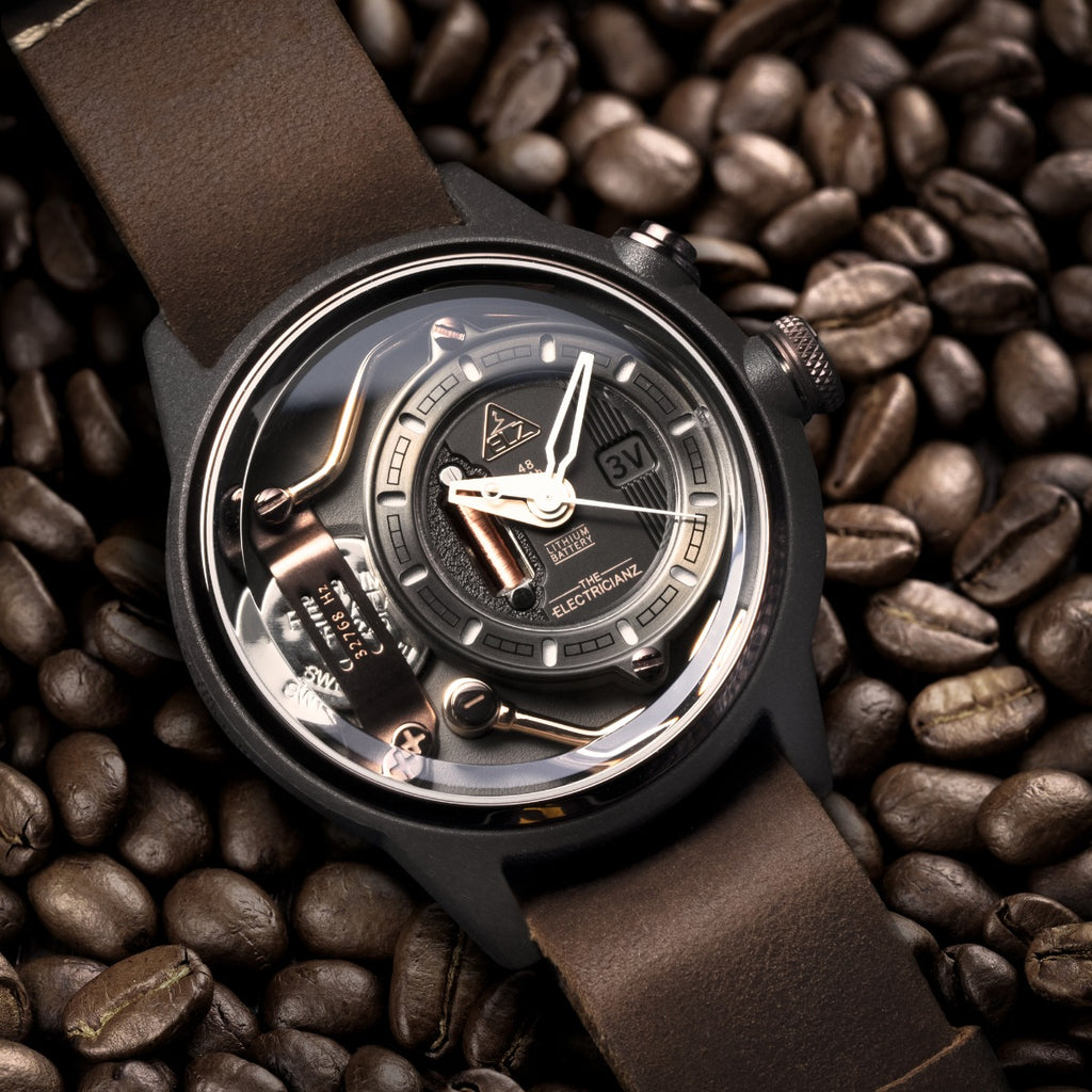 The Electricianz Nylon The Mokaz Mens Watch with Brown Leather Strap ZZ-A1C/02