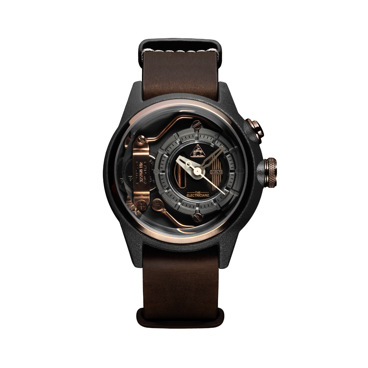 The Electricianz Nylon The Mokaz 42mm Mens Watch with Brown Leather Strap ZZ-A1C/05