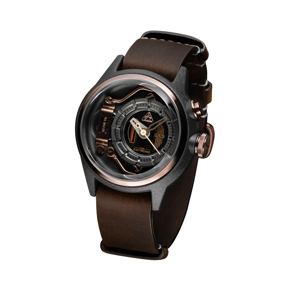 The Electricianz Nylon The Mokaz 42mm Mens Watch with Brown Leather Strap ZZ-A1C/05