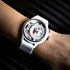 The Electricianz Nylon THE S.NOW Mens Watch with White Leather Strap ZZ-A1C/04