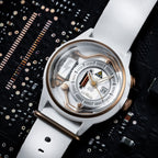The Electricianz Nylon THE S.NOW Mens Watch with White Leather Strap ZZ-A1C/04
