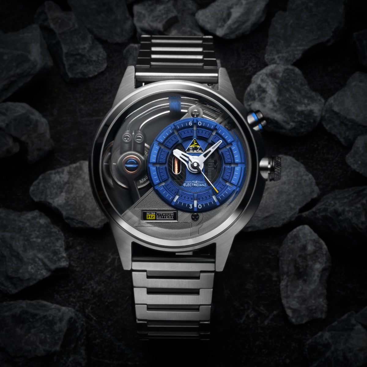 The Electricianz SteelZ The Stone Z - Metal Mens Watch with Silver Stainless Steel Strap ZZ-A3C/02-MB