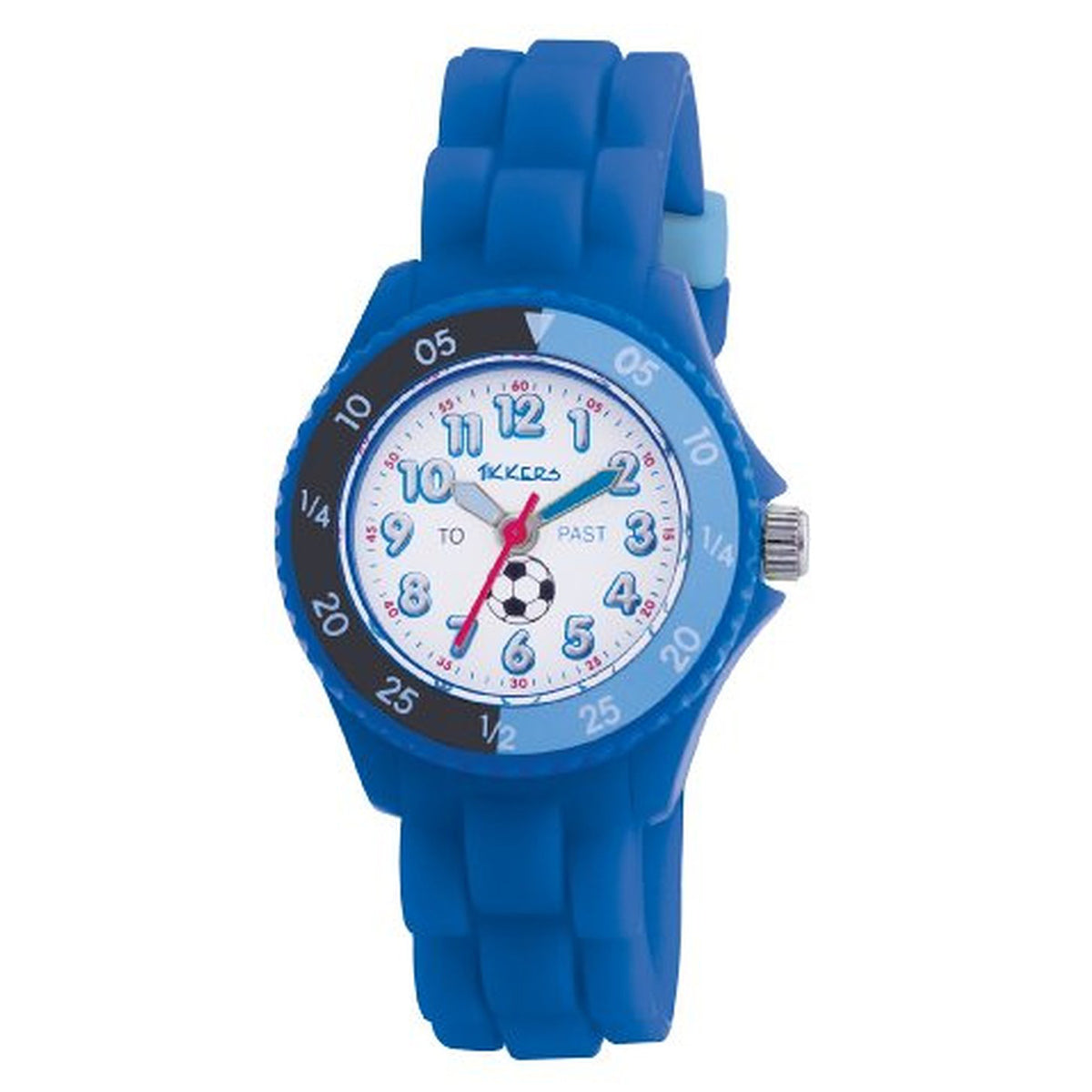 Tikkers Kids Time Teacher Gwylio TK0002 Strap Rwber/Silicon Glas Dyluniad Pêl-droed