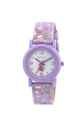 Tikkers children's quartz Watch with white Dial analogue Display and purple silicone Strap TK0103