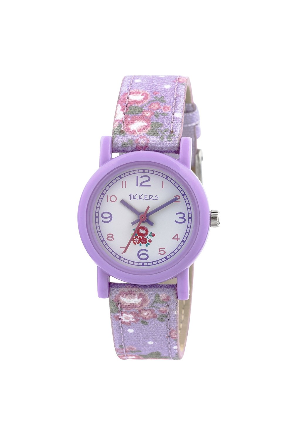 Tikkers children's quartz Watch with white Dial analogue Display and purple silicone Strap TK0103
