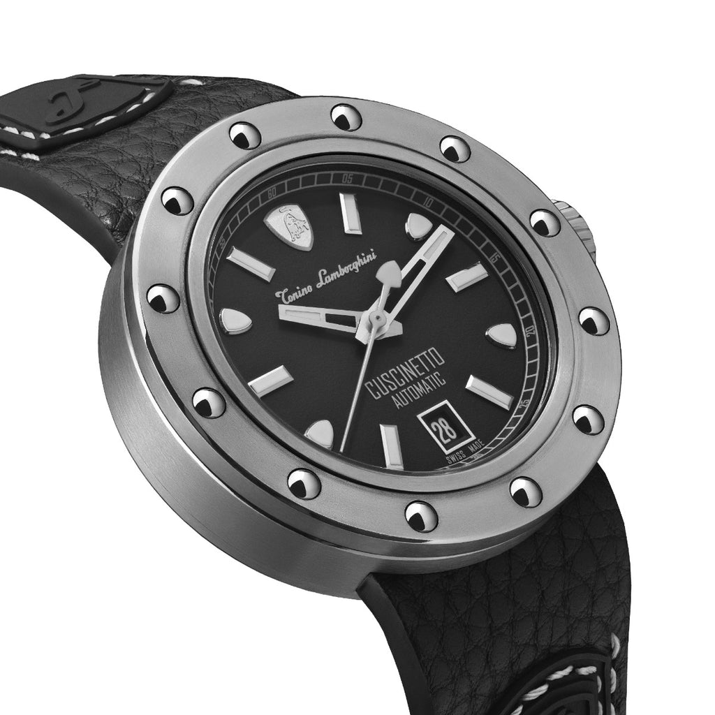 Tonino Lamborghini Cuscinetto Men's Watch with Black Leather Strap TLF-T01-1