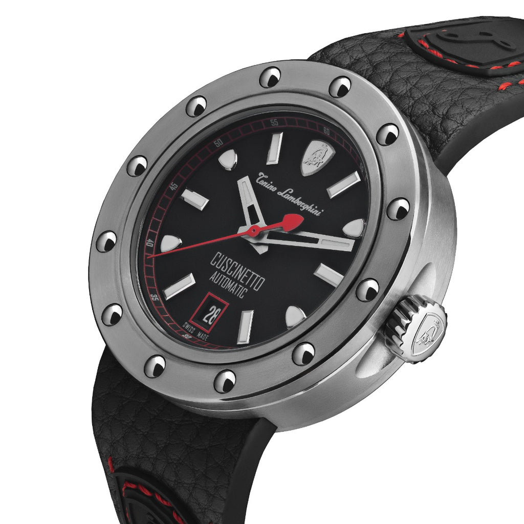 Tonino Lamborghini Cuscinetto Men's Watch with Black Leather Strap TLF-T01-2