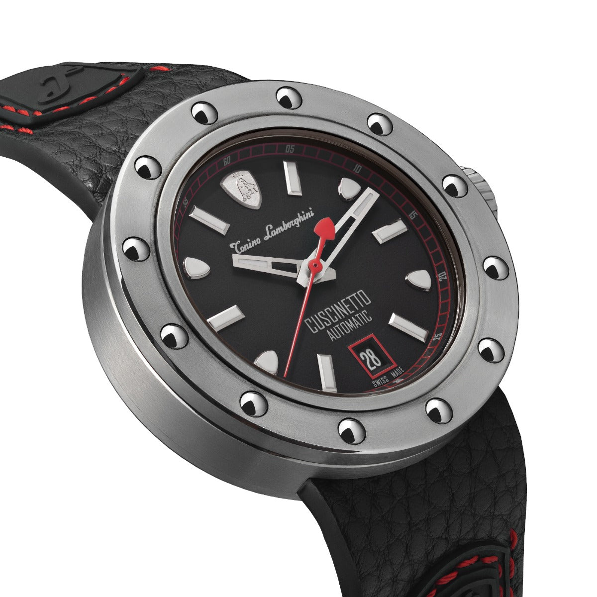 Tonino Lamborghini Cuscinetto Men's Watch with Black Leather Strap TLF-T01-2