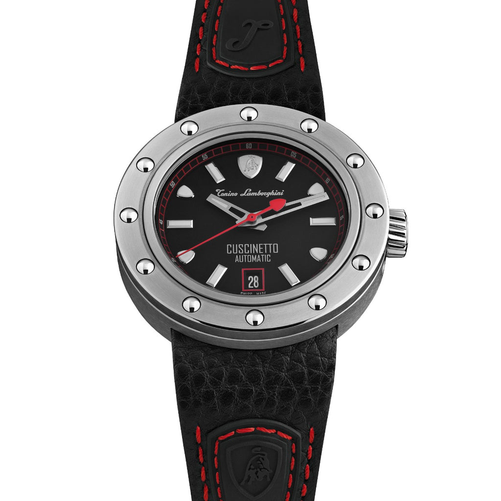 Tonino Lamborghini Cuscinetto Men's Watch with Black Leather Strap TLF-T01-2
