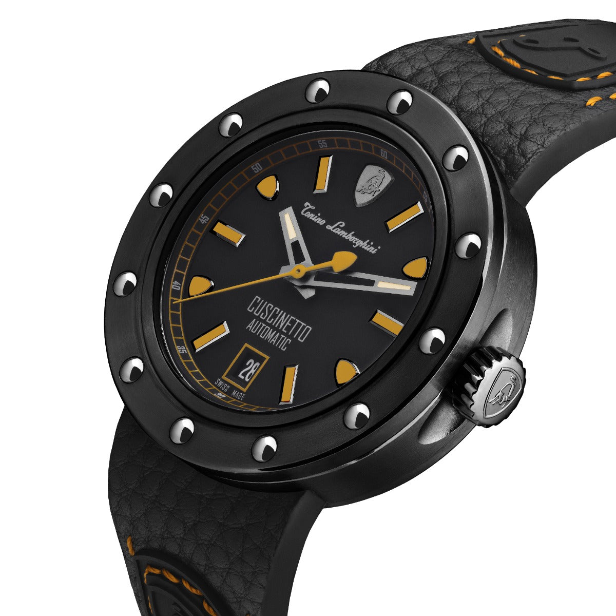 Tonino Lamborghini Cuscinetto Men's Watch with Black Leather Strap TLF-T01-3