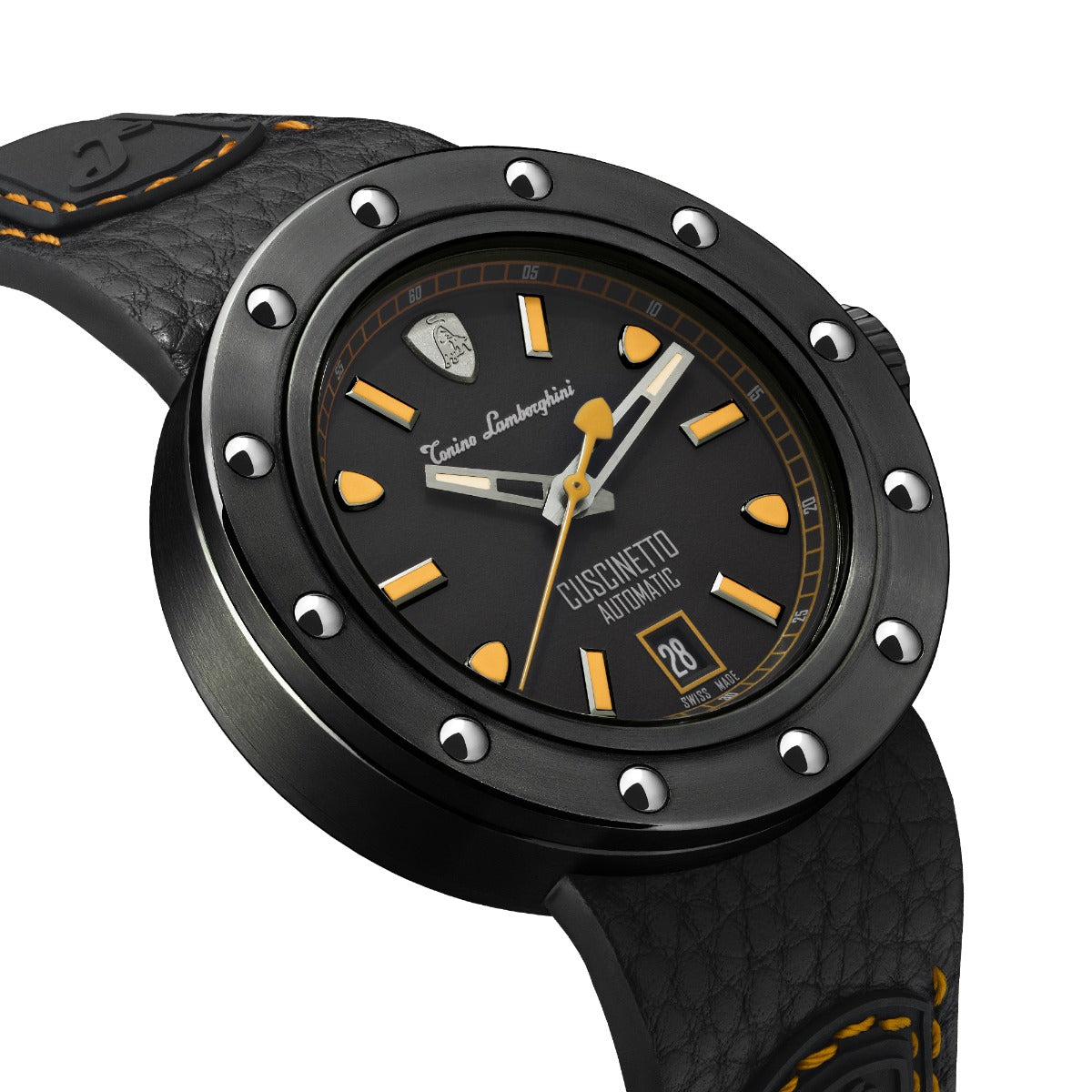 Tonino Lamborghini Cuscinetto Men's Watch with Black Leather Strap TLF-T01-3